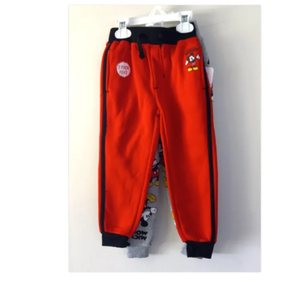 Disney Mickey Mouse Sweatpants Joggers Size 6 (2 pack Lot) Unisex NEW